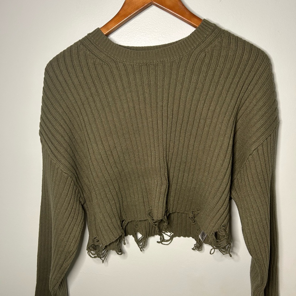 Edikted Olive Green Ribbed Sweater